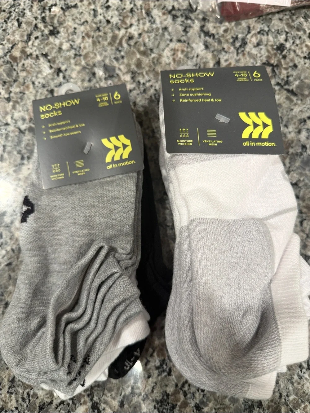 All in motion Women's No-Show Socks - Gray, White & Black (6-Pack)